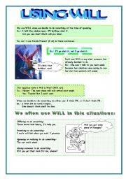 English Worksheet: USING FUTURE WILL
