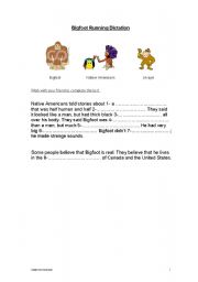 English worksheet: Bigfoot
