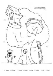 English Worksheet: color the pictures