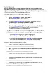 English Worksheet: participle clauses