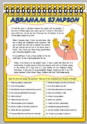 English Worksheet: ABRAHAM SIMPSON: THE GRANDFATHER.