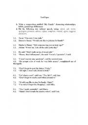 English Worksheet: Test paper- indirec speech