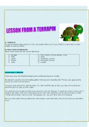 English worksheet: Lesson from a terrapin  (reading)