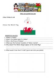 English Worksheet: wales webquest