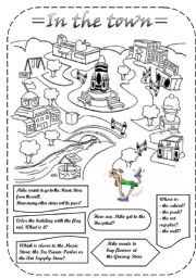 English Worksheet: In the town