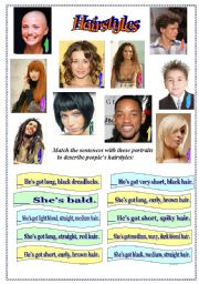 English Worksheet: Hairstyles