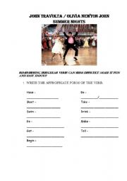 English Worksheet: John Travolta and Olivia Newton - Summer Nights