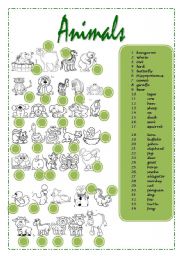 English Worksheet: Animals