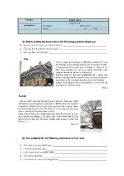 English Worksheet: English test  (topica area: The place where I live)