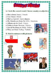 English Worksheet: Country or adjective