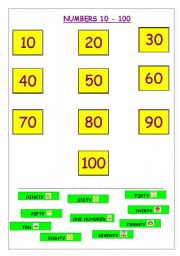 English worksheet: Numbers 10 - 100
