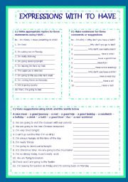 English Worksheet: EXPRESSIONS WITH TO HAVE
