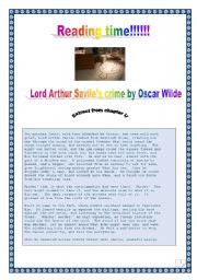 English Worksheet: Reading time!!! OSCAR WILDEs Lors Arthur Saviles CRIME  (Excerpt from Chapter II) - reading & vocabulary activities. DETECTIVE SEMANTIC FIELD (3 pages - COMPLETE KEY included) 