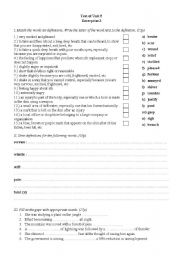 English worksheet: Test of Unit 5 of Enterprise 3