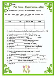 English Worksheet: Past Simple - regular verbs + be --A Quiz