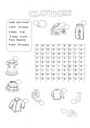 English Worksheet: clothes