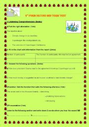 English Worksheet: Climate Change. 9th form test  tunisian programme.