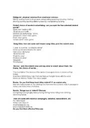 English Worksheet: Talking violence