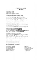 English Worksheet: Heaven for Everyone  Queen
