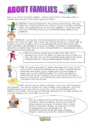 English Worksheet: ABOUT FAMILIES 