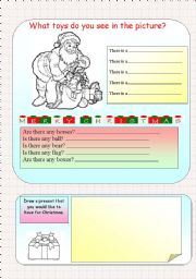 English Worksheet: There is, there are. Christmas theme.