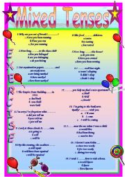 English Worksheet: Mixed Tenses