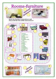 English Worksheet: Rooms-furniture