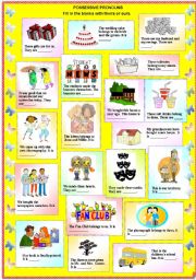 English Worksheet: Possessive Pronouns - Theirs or Ours (with B/W and answer key)**fully editable