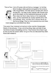 English Worksheet: Paul & Alice Planning a Day Out 