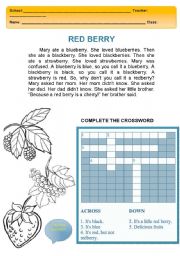 English Worksheet: Easy reading Red Berry