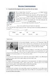 English Worksheet: Readiing comprehension