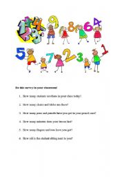 English Worksheet: Numbers (Do this survey in the classroom)