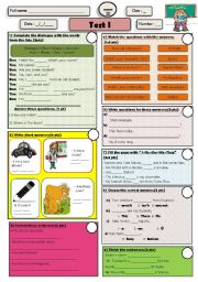 English Worksheet: Beginners test