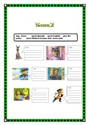 English Worksheet: shrek can and cant