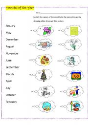 Months of the Year: Matching words & images
