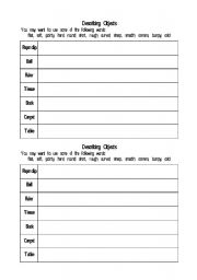 English worksheet: Describing Objects