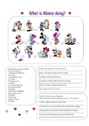 English Worksheet: Present Continuous-Minnie
