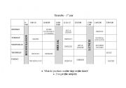 English worksheet: Time Table A- school subjects