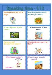 English Worksheet: Speaking time 