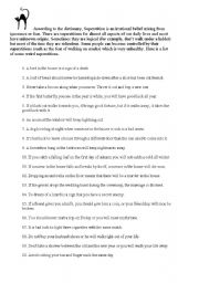 English Worksheet: superstitions