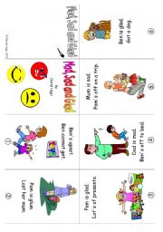 English Worksheet: Mini Book 8: Mad, Sad and Glad in colour and greyscale