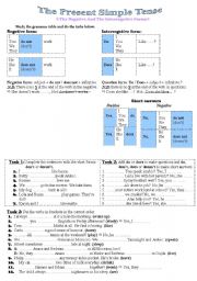 English Worksheet: The Present Simple Tense