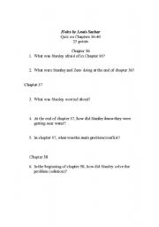 English Worksheet: Quiz on Holes by Louis Sachar
