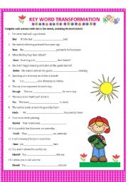 English Worksheet: Key word transformation