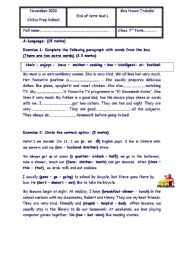 English Worksheet: End of Term Test ( for seven formers)