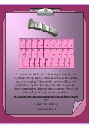 English Worksheet: ´Break the code´ word puzzle
