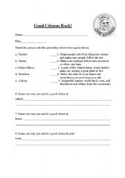 English Worksheet: Good Citizens Rock!