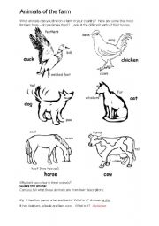 English worksheet: the animals of the farm 