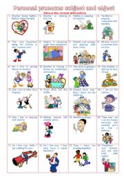 English Worksheet: personal pronouns subject and object -PART B