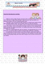 English Worksheet: Marys family